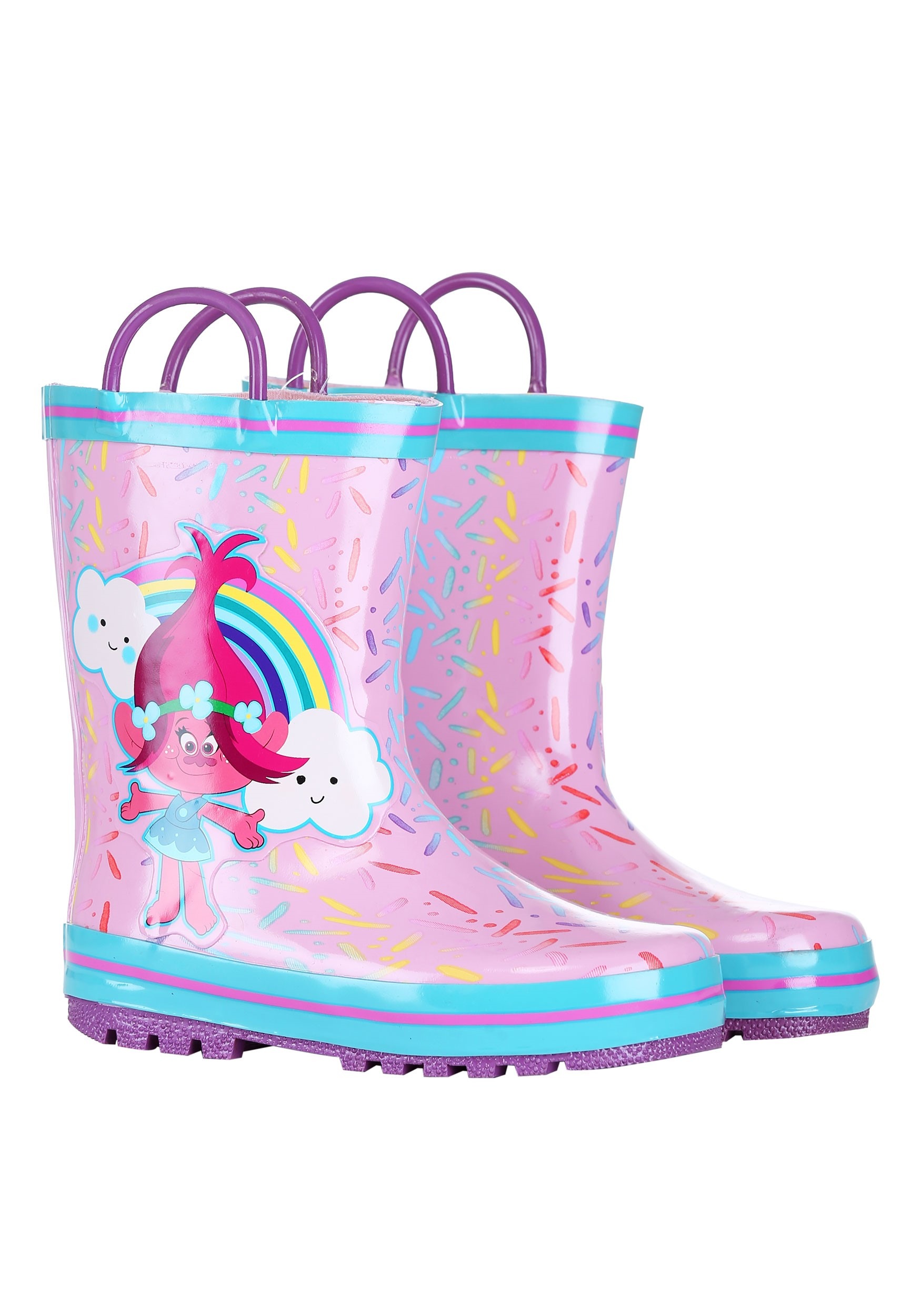 Pink w/ Blue Trolls Poppy  Rain Boot