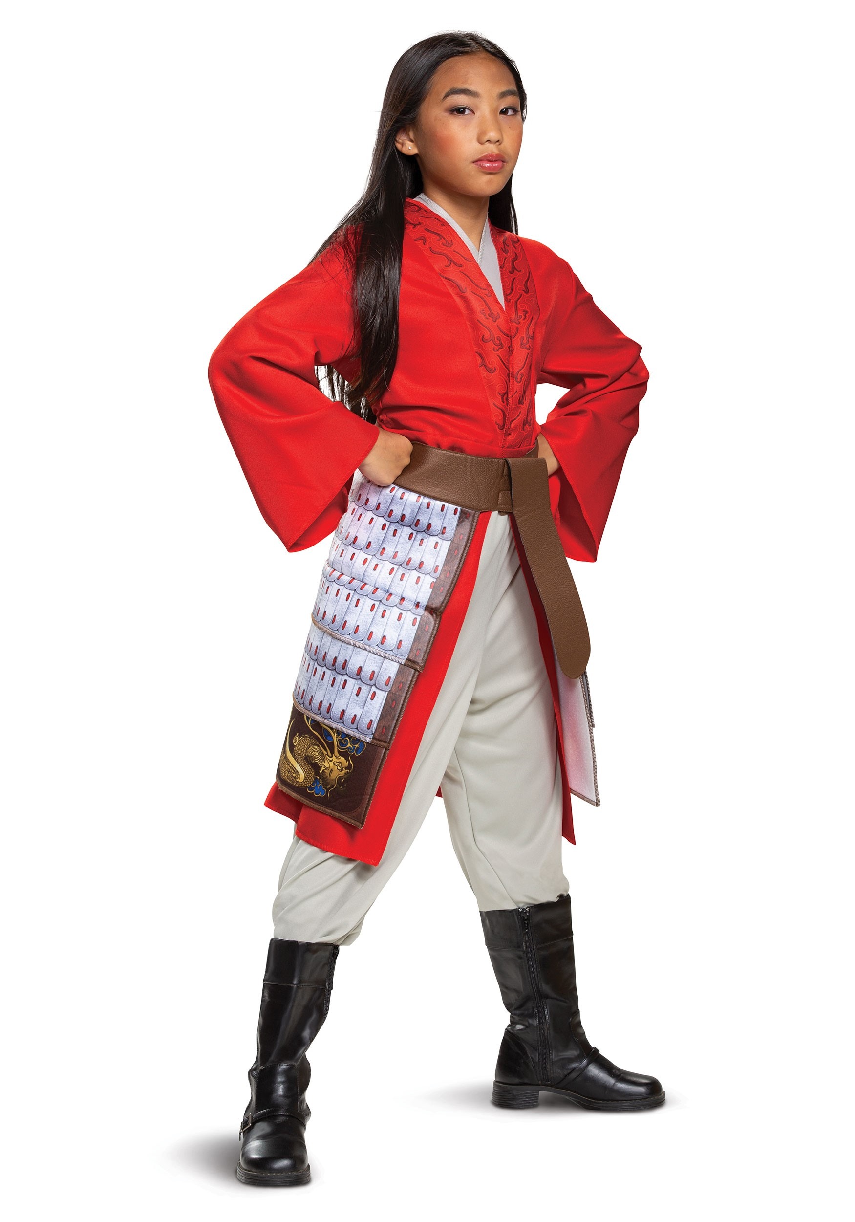 Mulan Girl's Deluxe Red Hero Costume