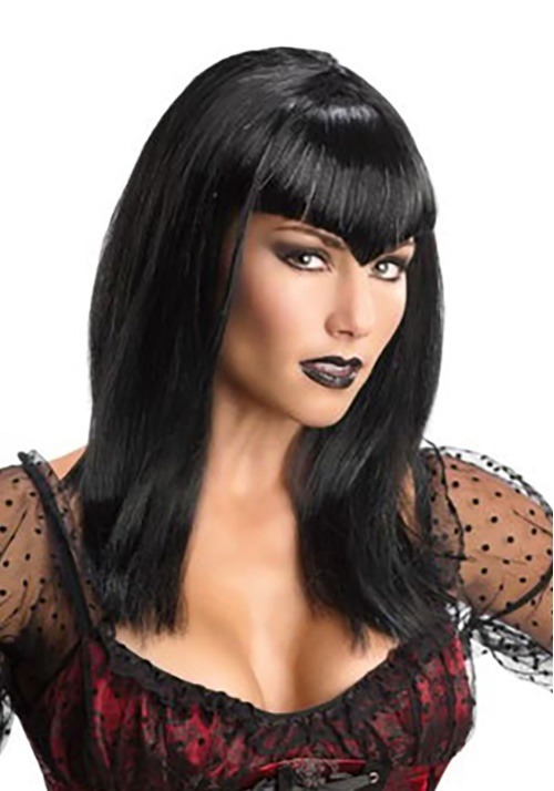 Adult Black Glitter Vampire Wig