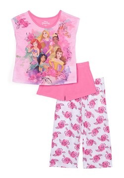 Toddler Girls 3 Piece Disney Princess Sleepwear Set