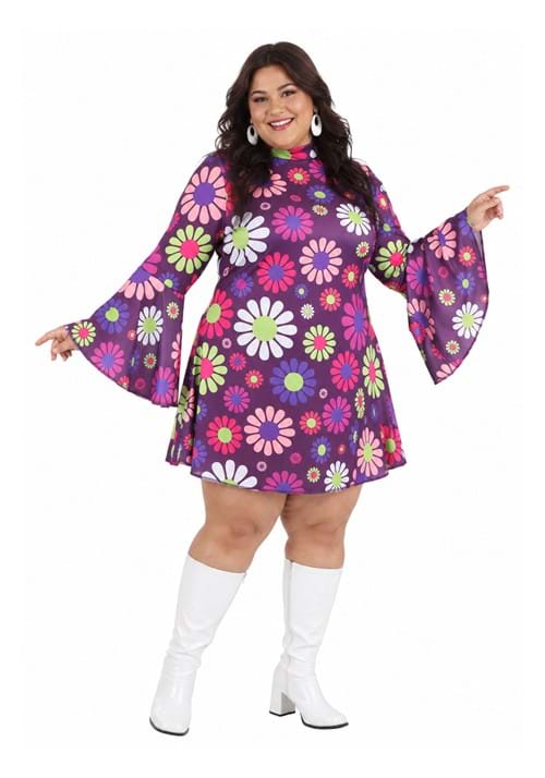Womens Plus Size Groovy Flower Power Costume UPD 1