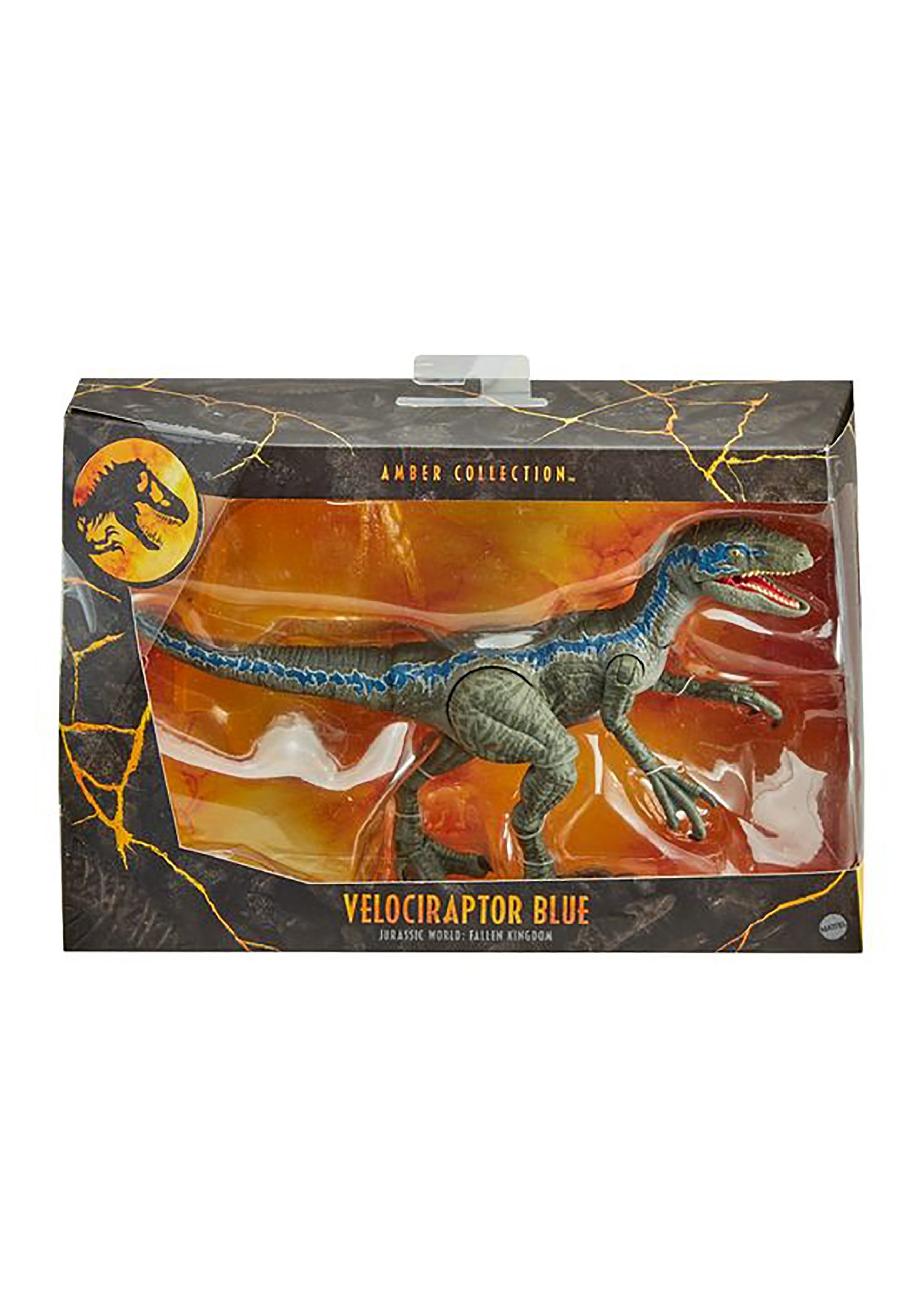 jurassic world amber collection velociraptor blue