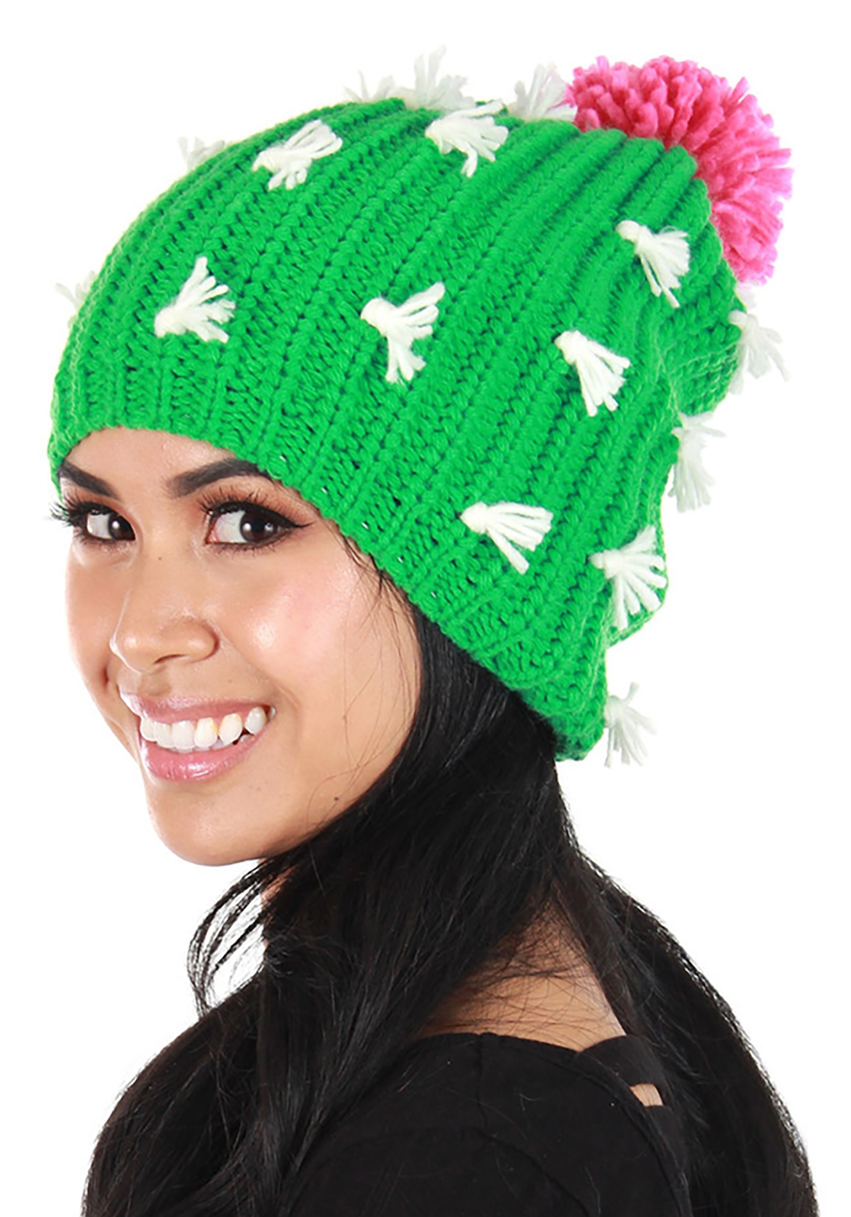Adult Knit Cactus Slouch Beanie , Knitted Hat