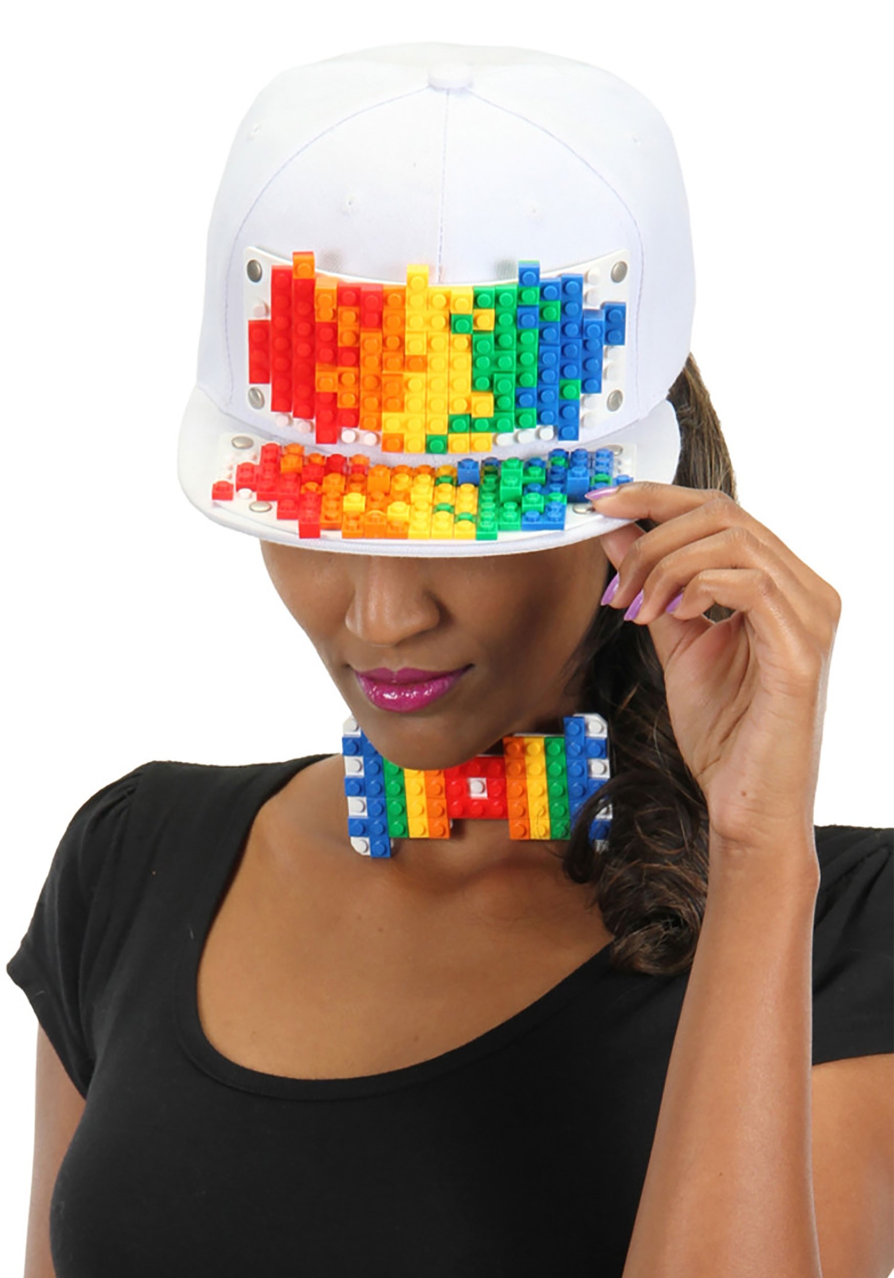 Bricky Blocks Plastic White Snapback Hat