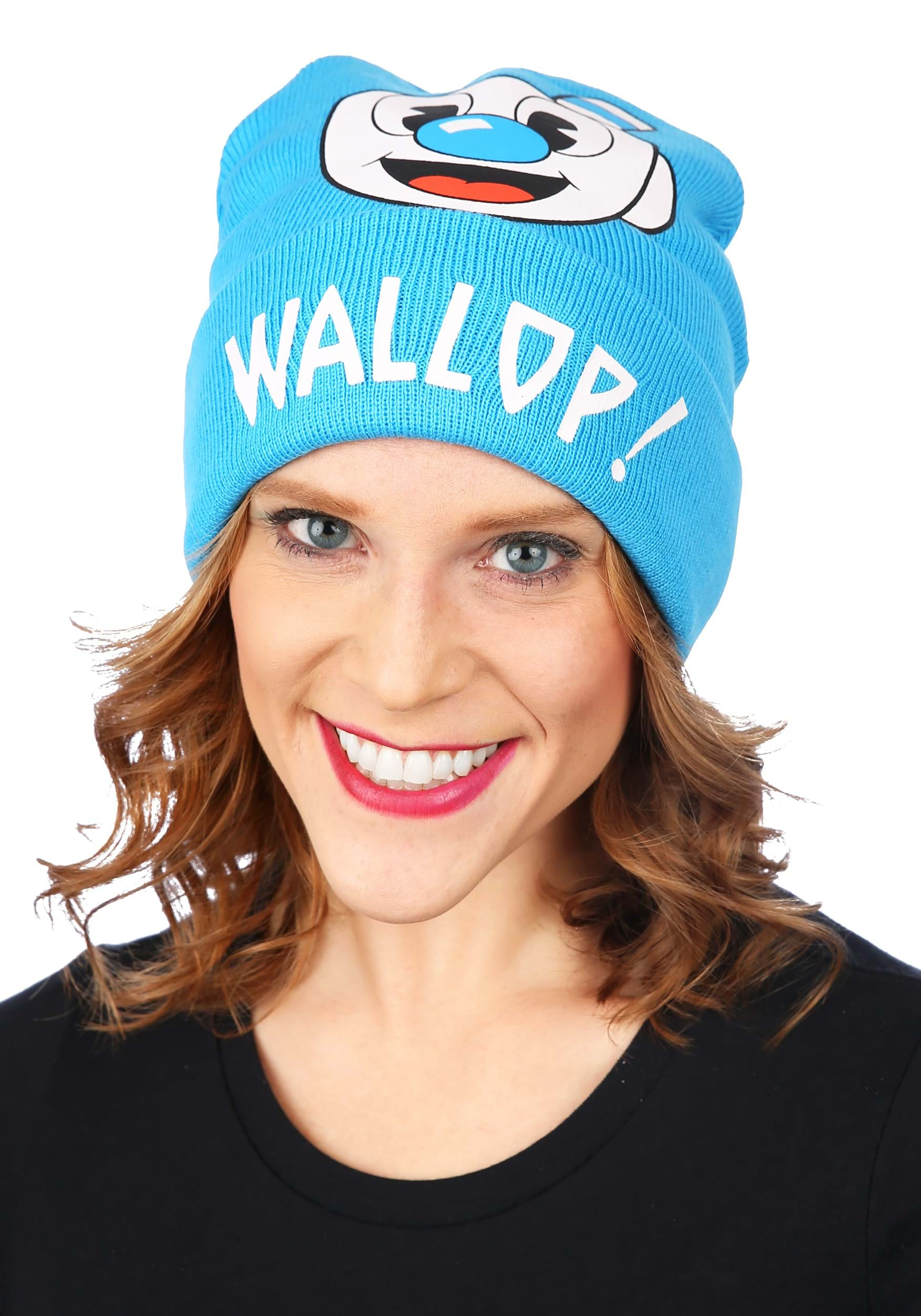 Printed Mugman Folded Cuff Knitted Winter Hat