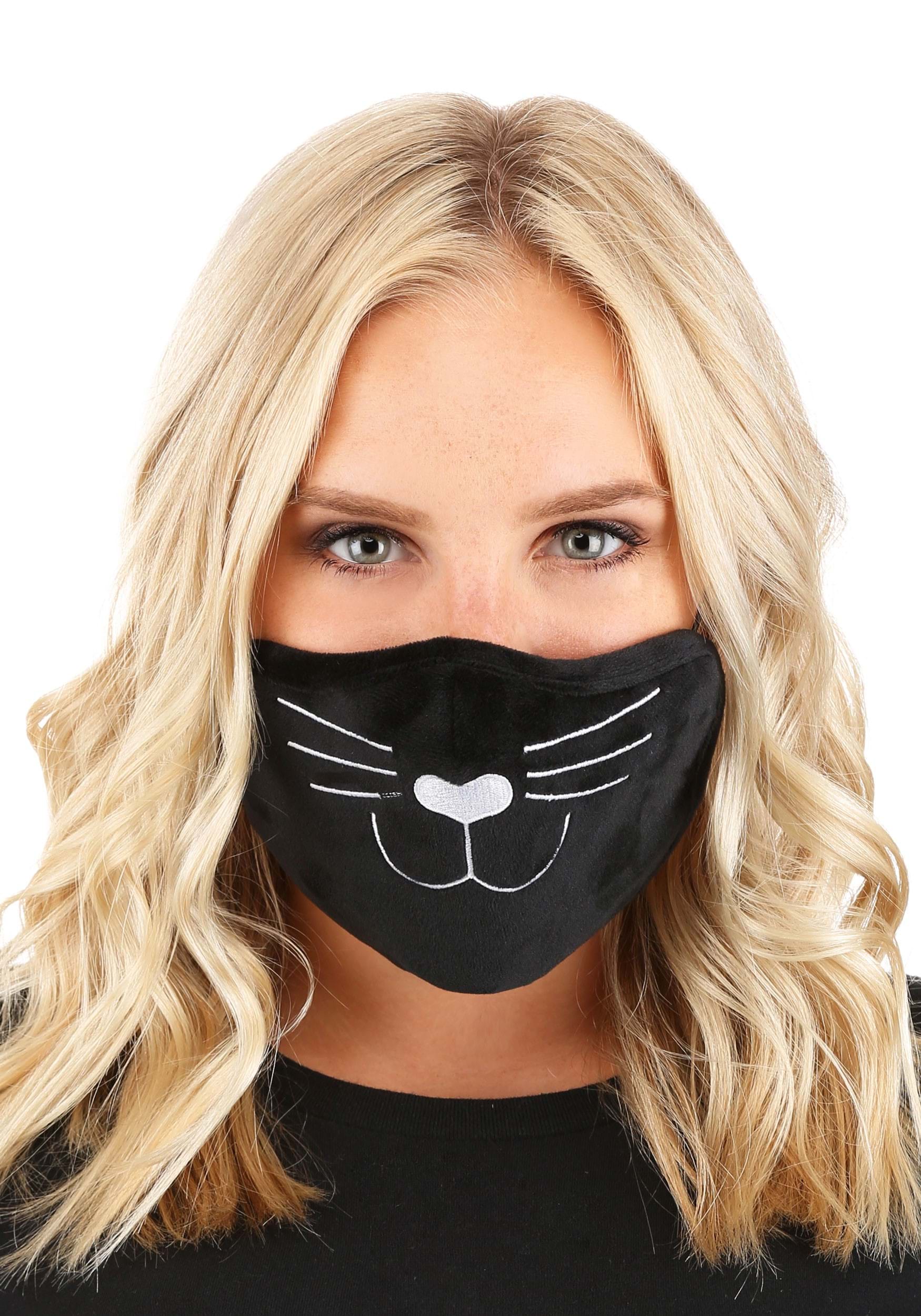 Black Cat Face Mask for Adults