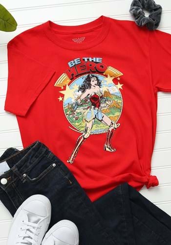 Kids Wonder Woman Be The Hero Red T-Shirt