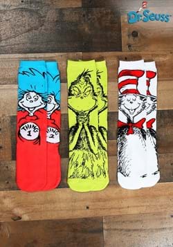 Adult Dr Seuss Characters 3 Pairs Crew Sock Set