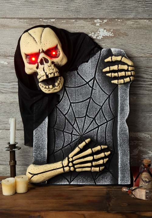 21" Animated Tombstone Skeleton Decoration