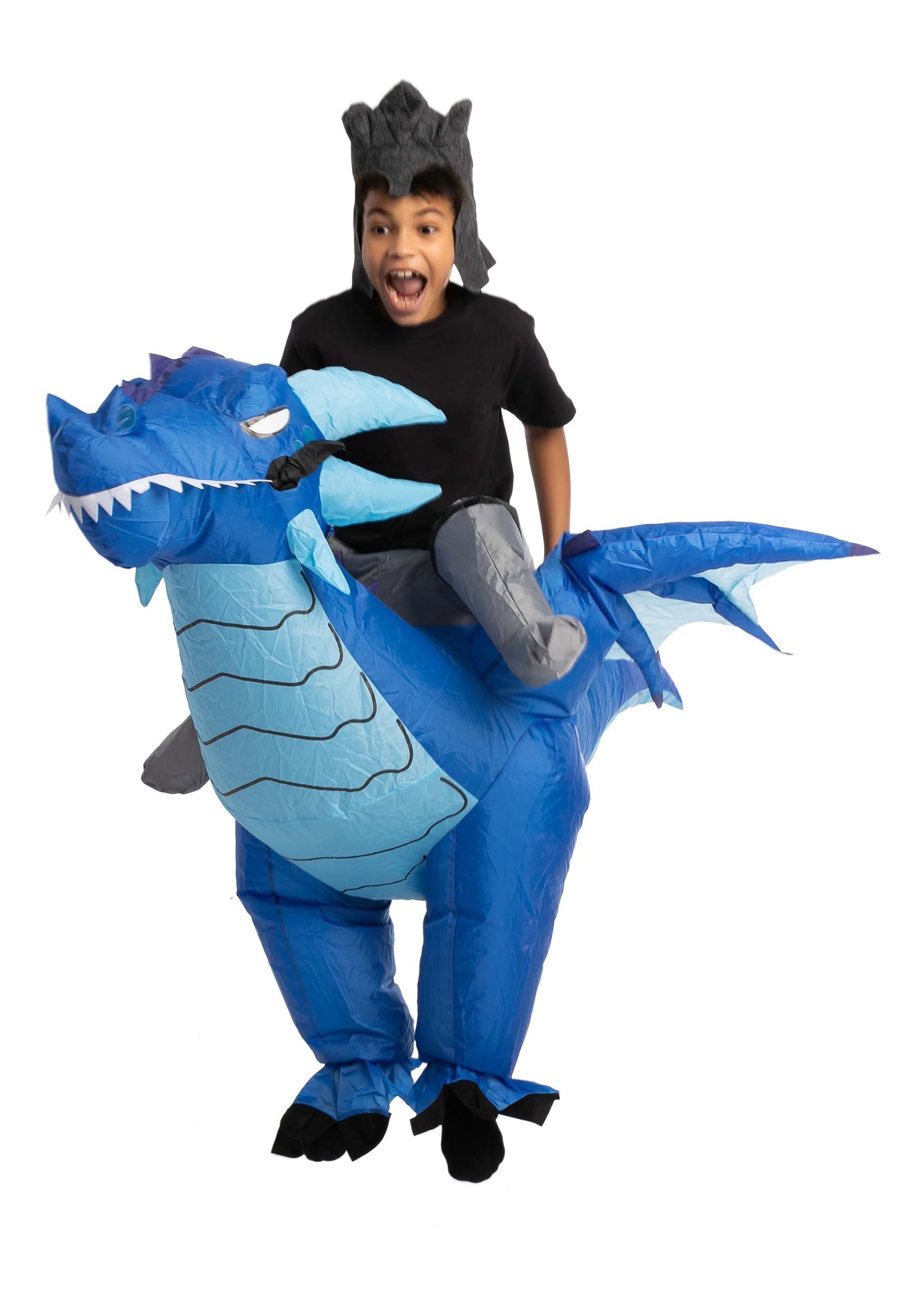 Children's Inflatable Blue Dragon Ride-On Costume