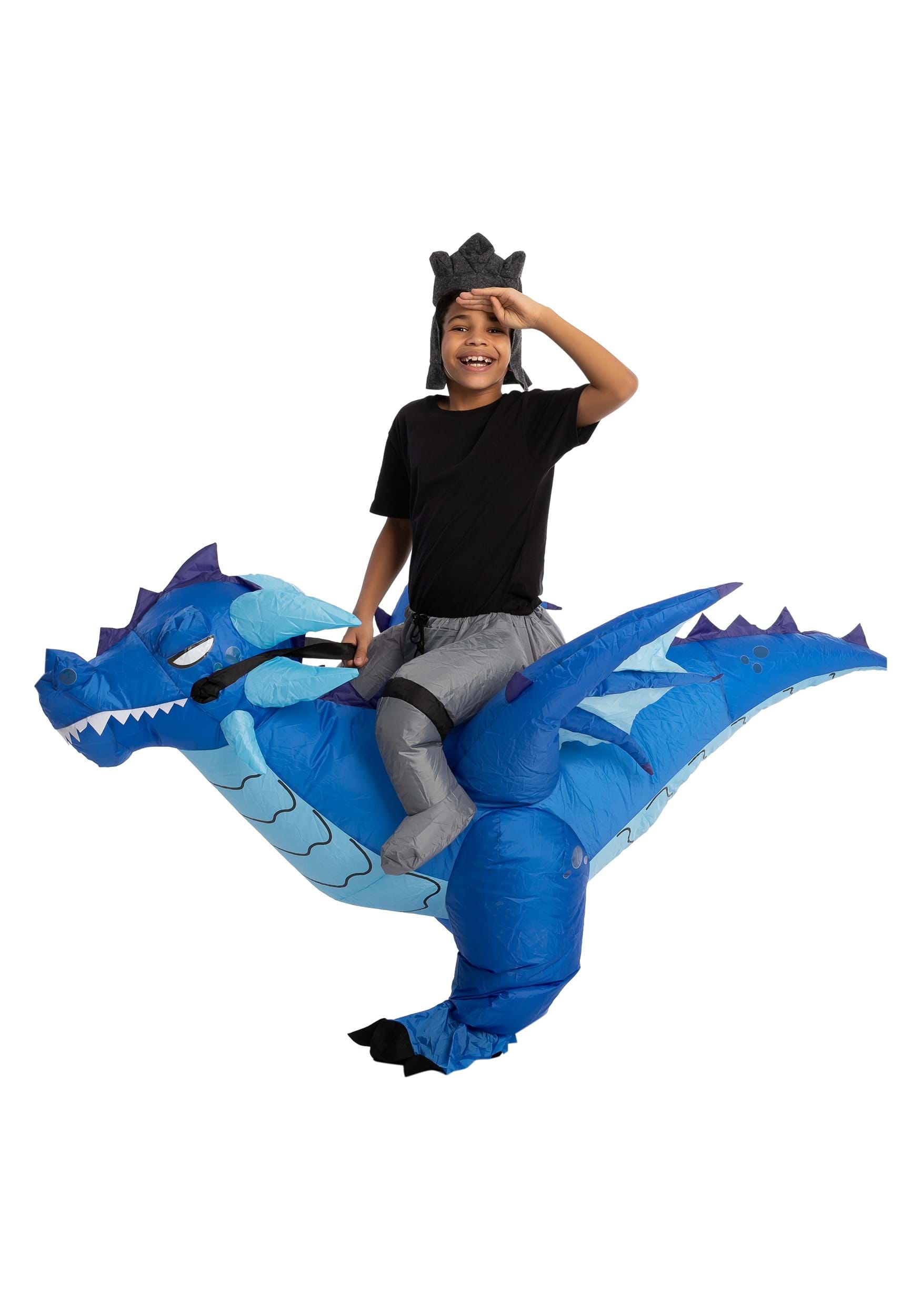 Children's Inflatable Blue Dragon Ride-On Costume
