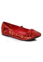 Red Ruby Glitter Ballet Flat Shoes for Girls Alt 1