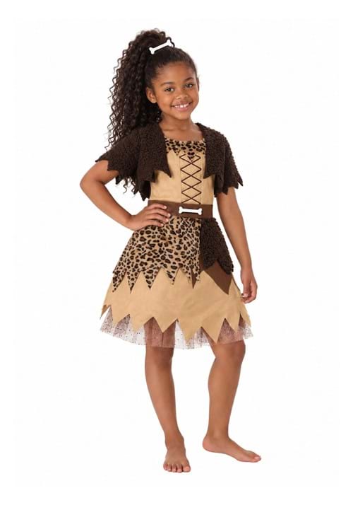 Girls Cavegirl Dress Costume New Main