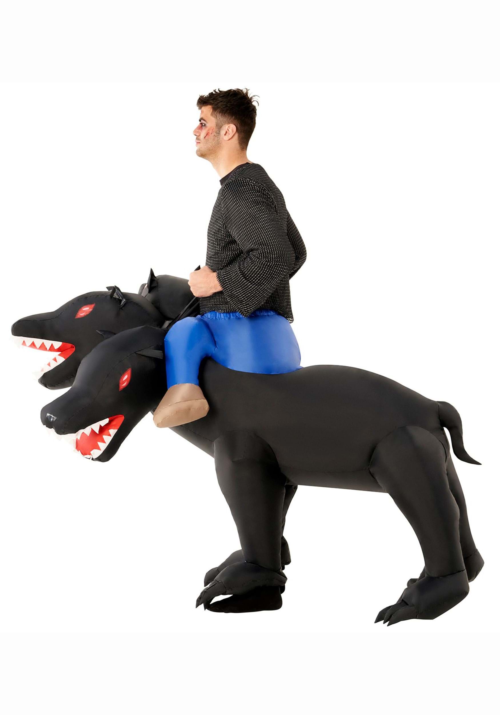 Adult Evil 3-Headed Dog Ride On Inflatable Costume