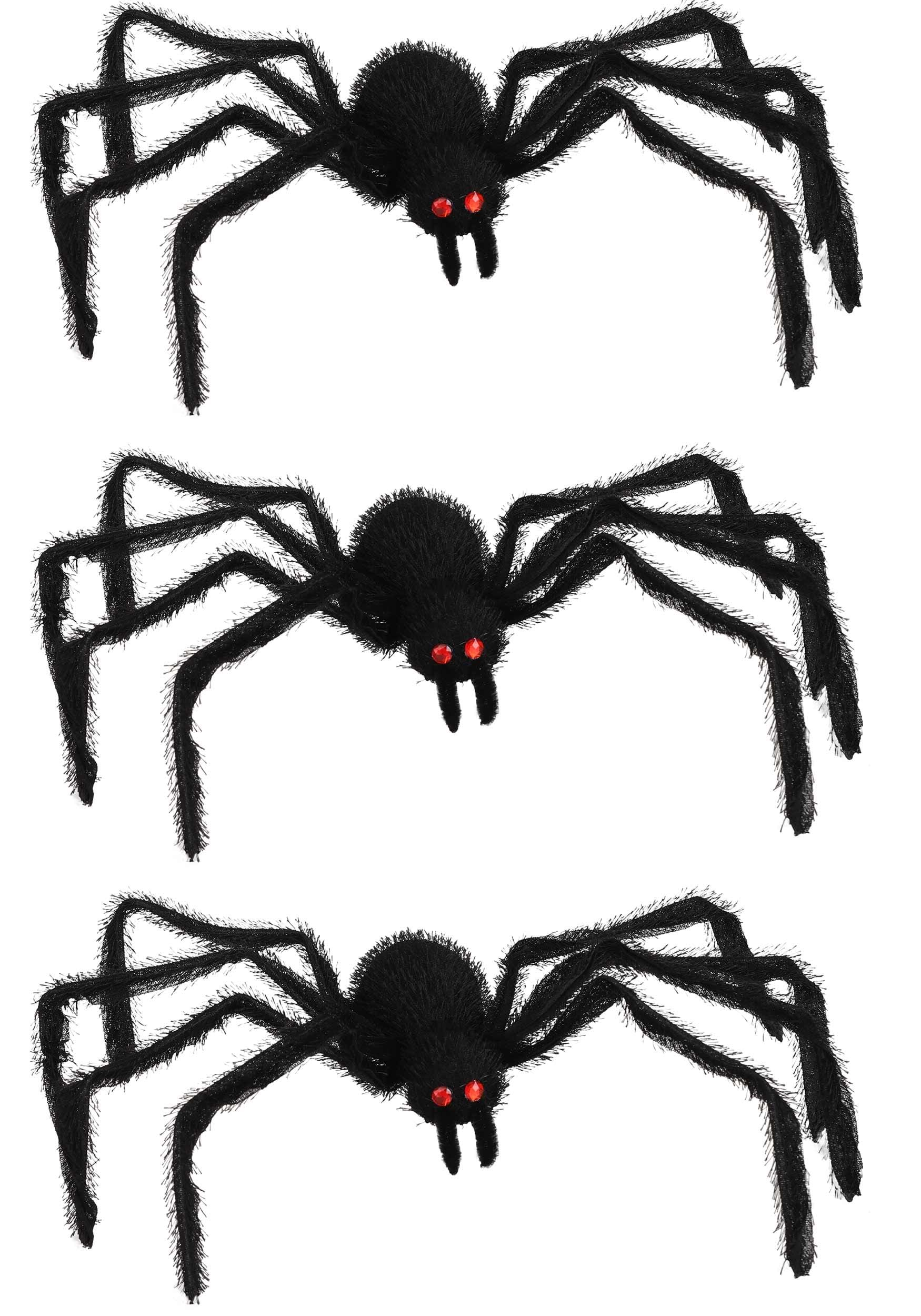 Black Spiders 3-pack , Scary Spider Decorations , Exclusive