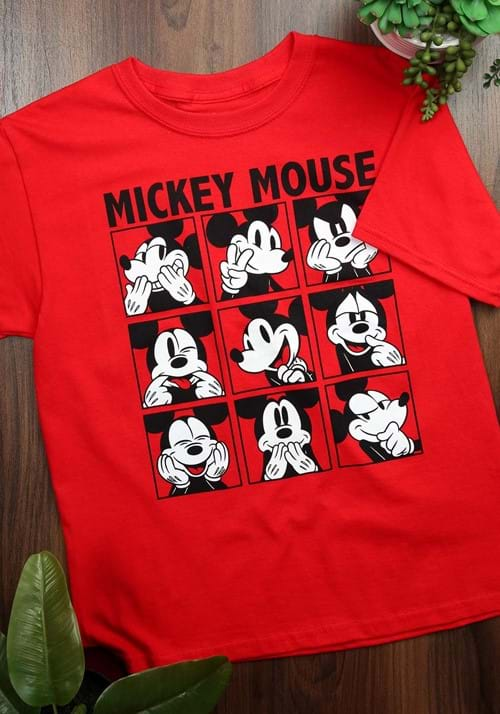 Youth Mickey Mouse Emotions Red T-Shirt