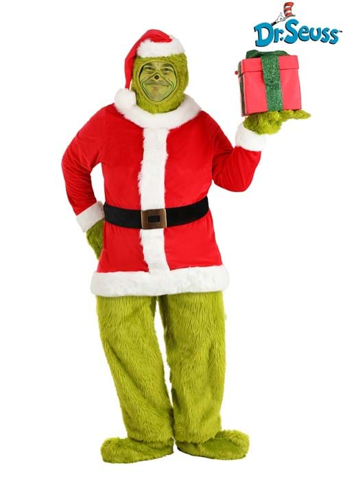 Plus Size Dr. Seuss Grinch Santa Open Face Costume