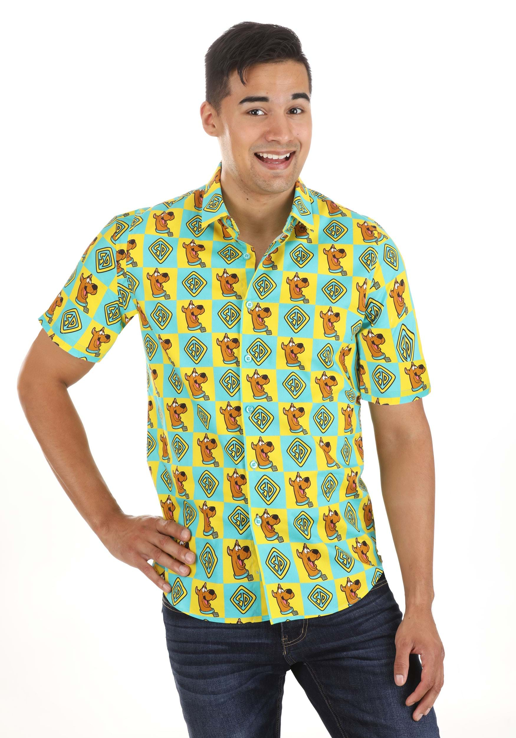 Adult Scooby Doo Collar Button Up Shirt , Scooby Doo Apparel