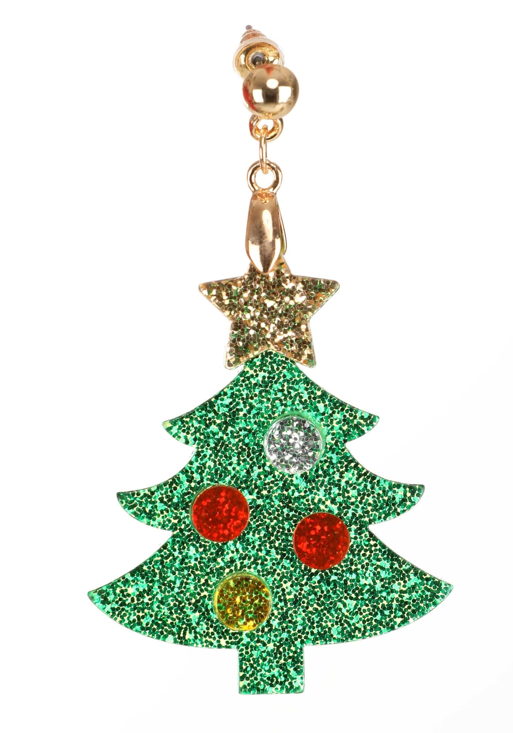 Christmas Tree Lucite Glitter Earrings