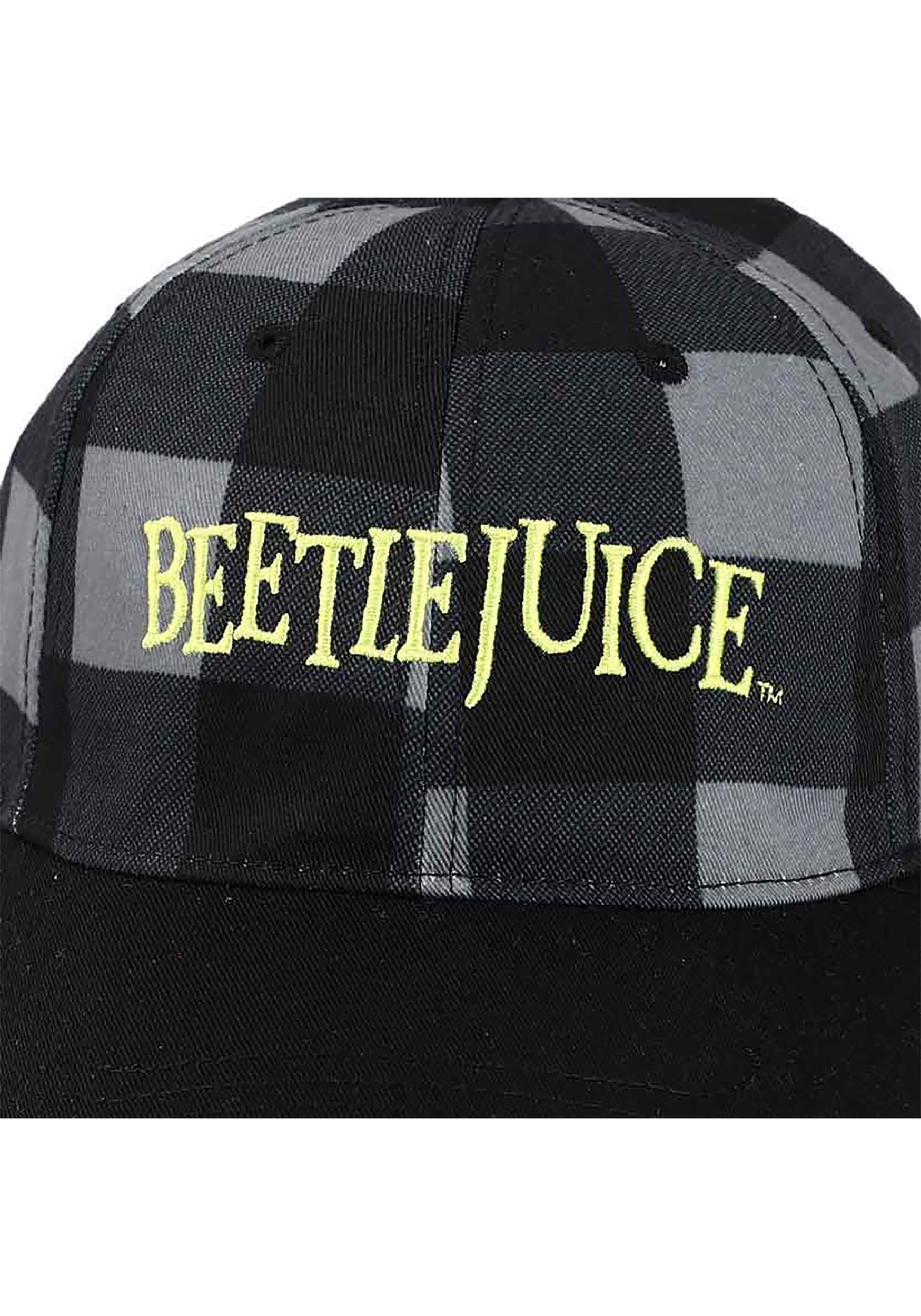 Embroidered Beetlejuice Logo Twill Plaid Hat