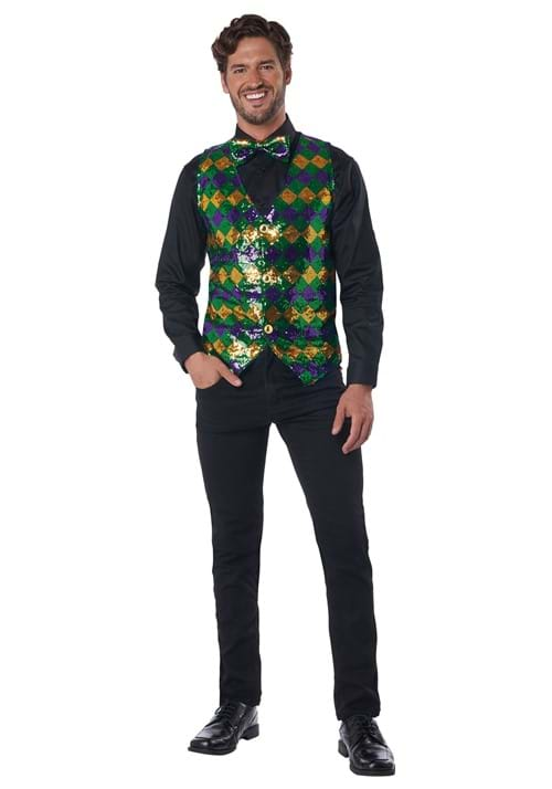 Mens Sequin Carnival Vest Set