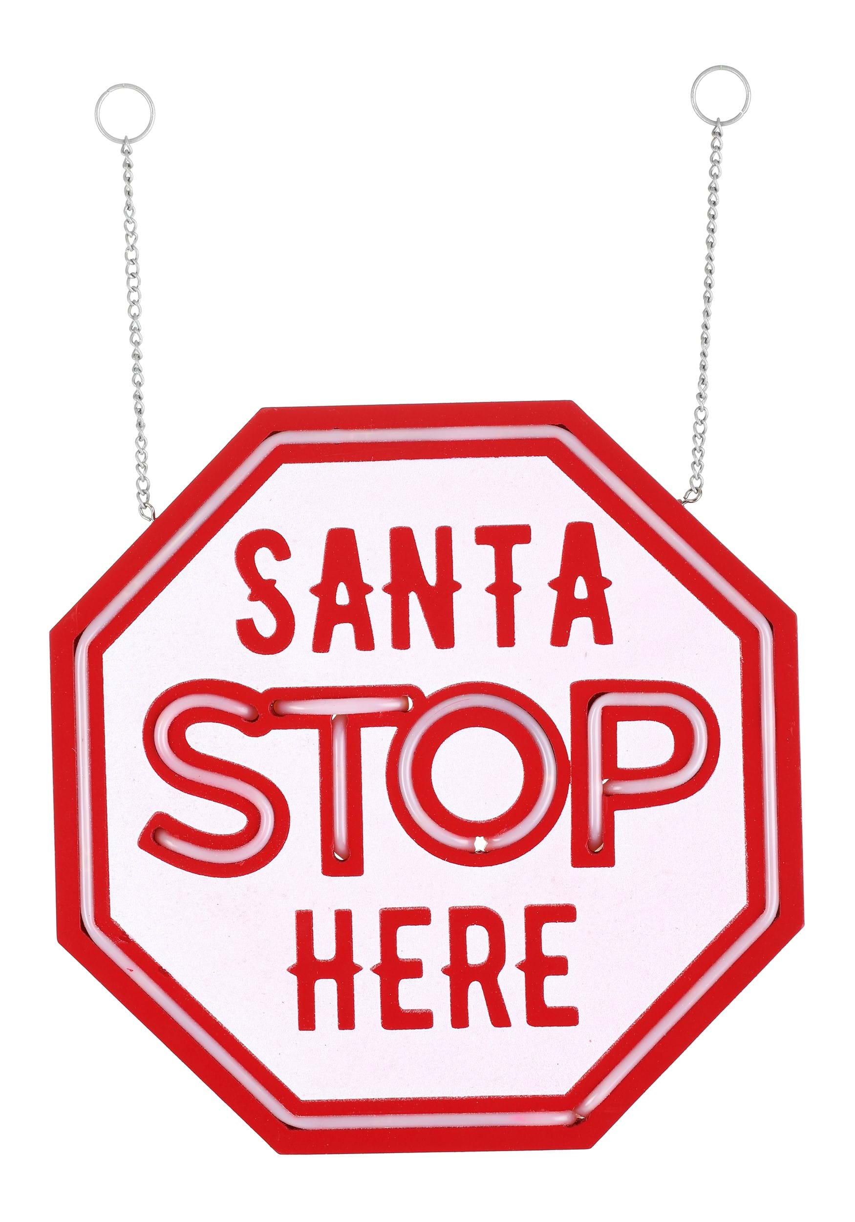 10 Inch LED Santa Stop Here Sign , Christmas Decorations