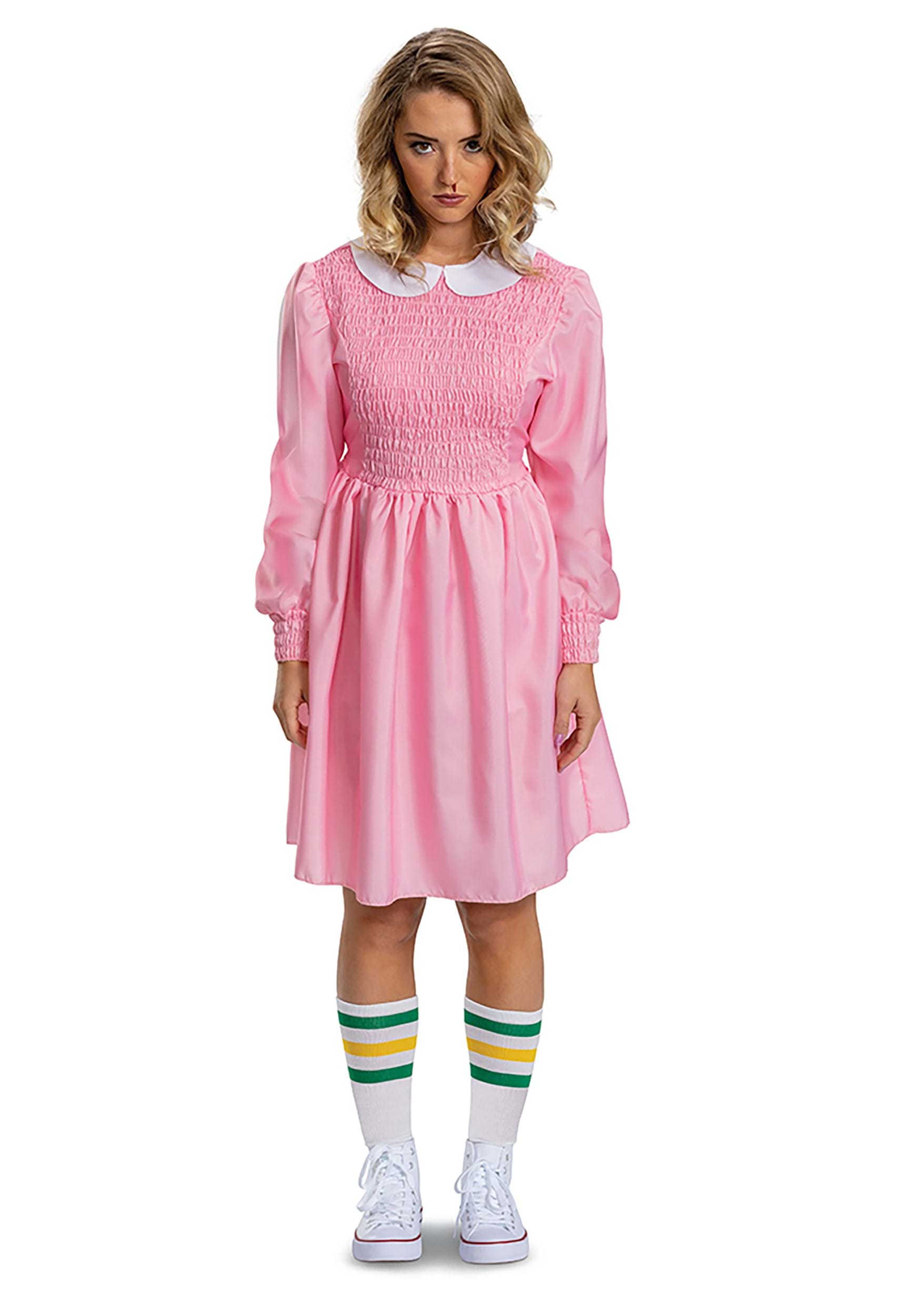 Eleven Women's Stranger Things Adult Deluxe Pink Dress