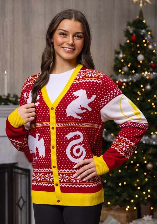 Harry Potter Hogwarts Adult Ugly Christmas Cardigan