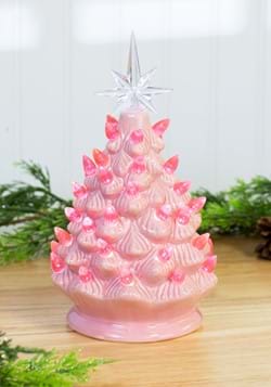 10 Inch Pink Ceramic Christmas Tree Decoration