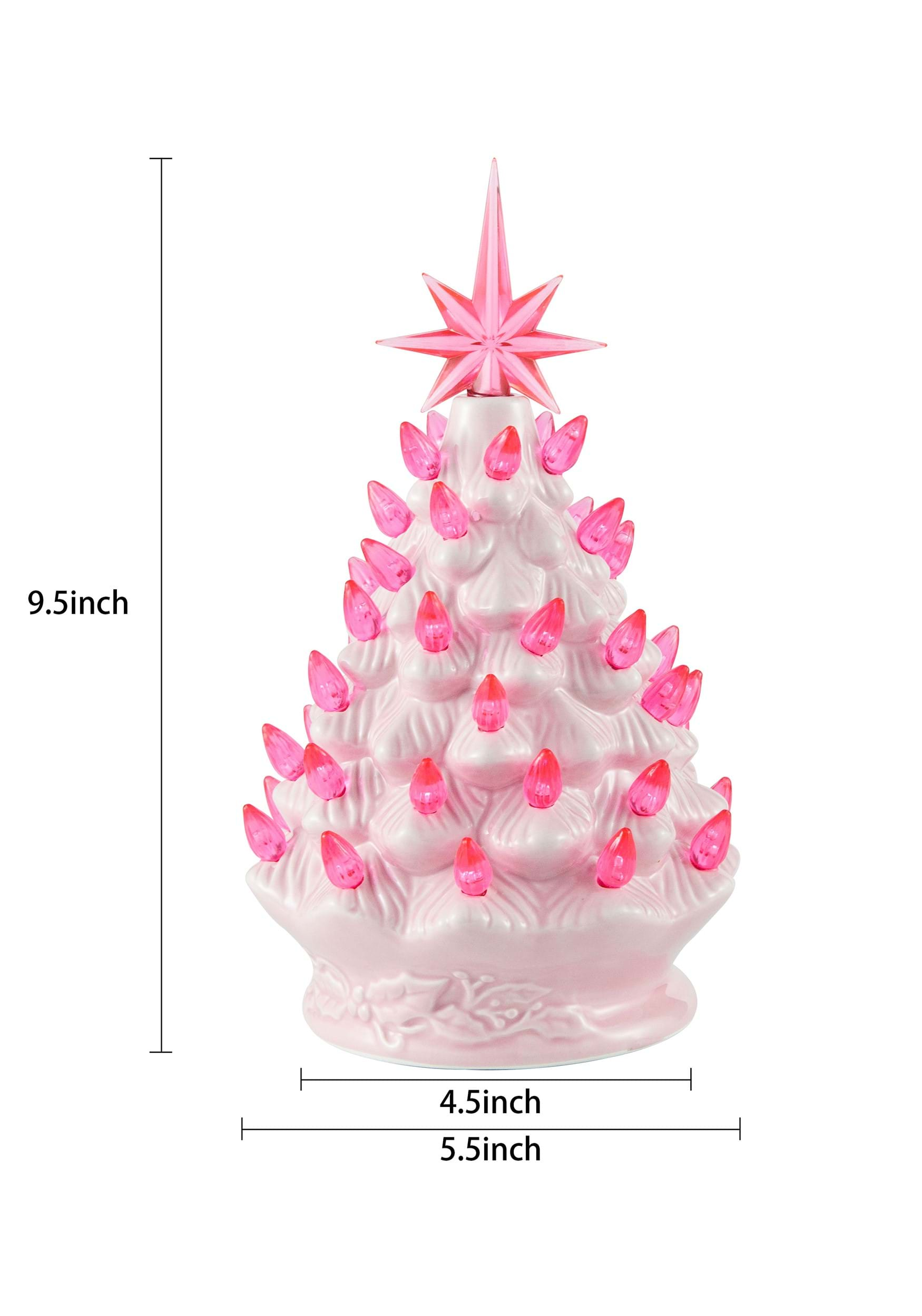 pink ceramic light up christmas tree