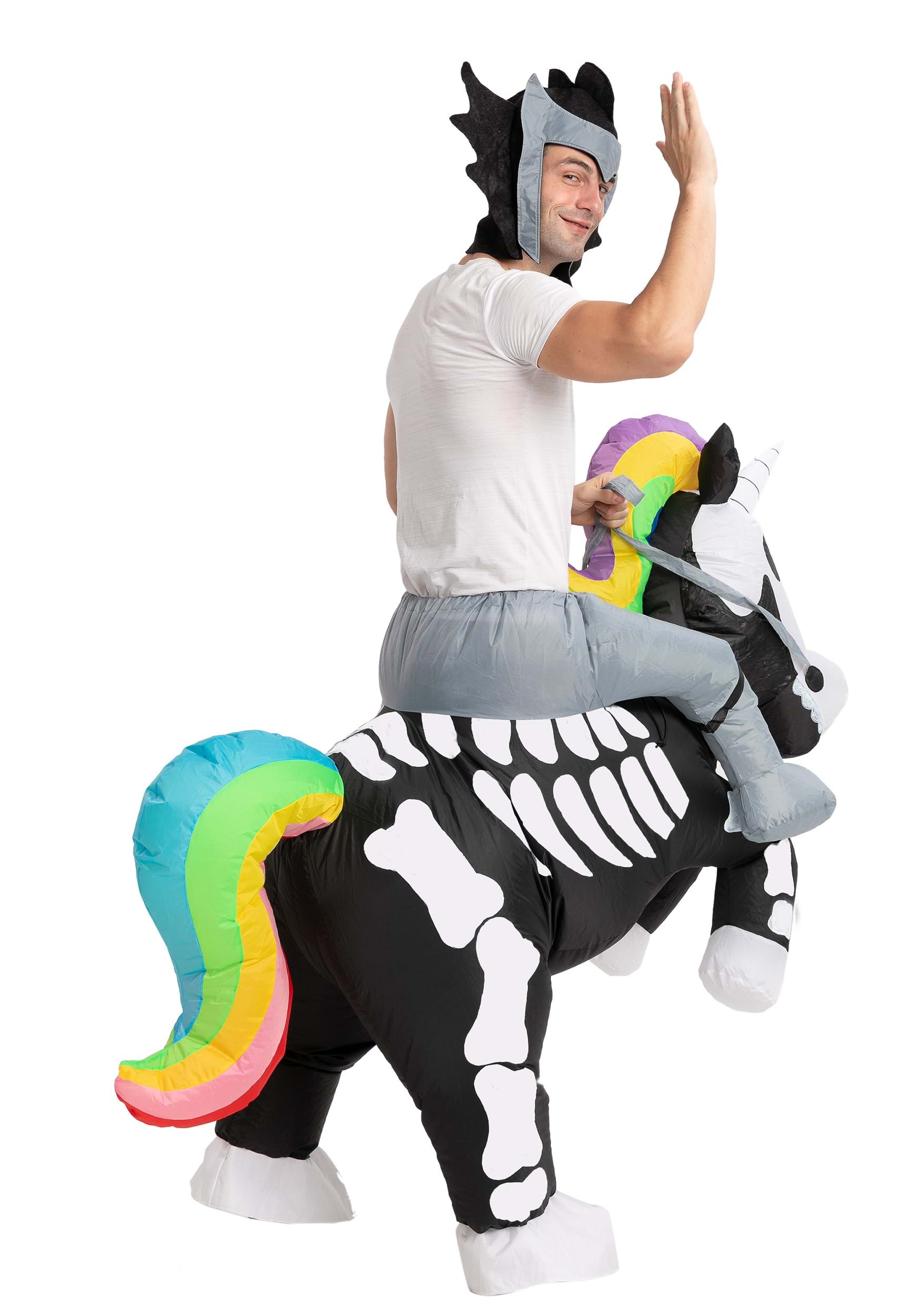 Inflatable Adult Riding-A-Skeleton Unicorn Costume