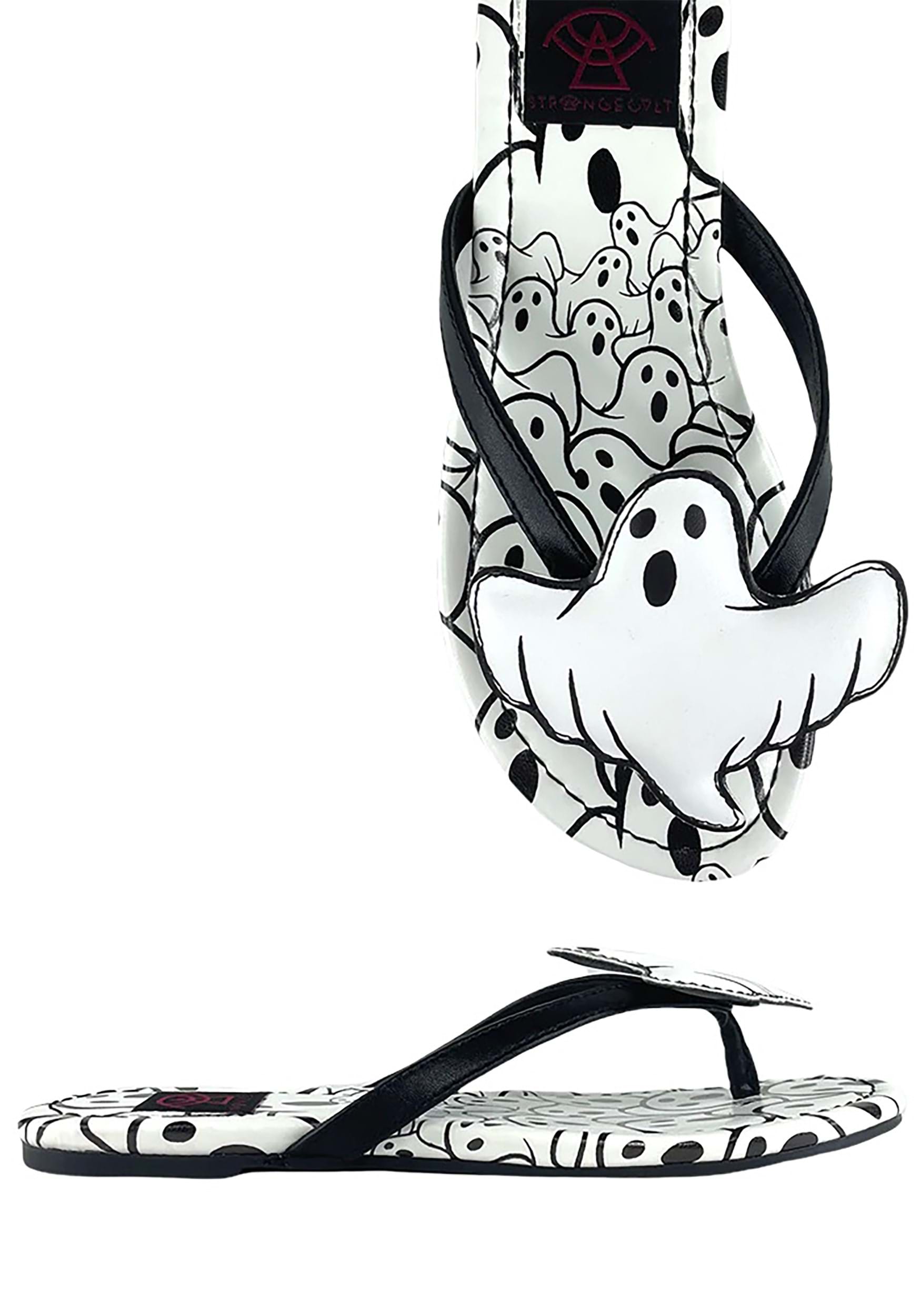 Ghost Icon Slip On Sandals | Halloween Apparel