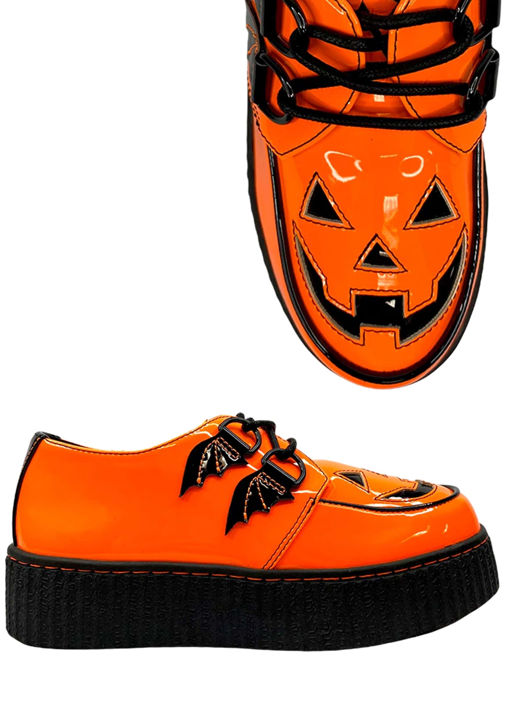 Jack O' Lantern Creeper Patent Orange Shoes
