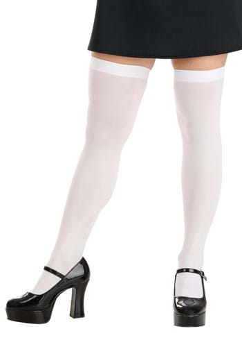Womens Thigh High White Opaque Stockings