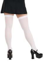 Womens Thigh High White Opaque Stockings Alt 1