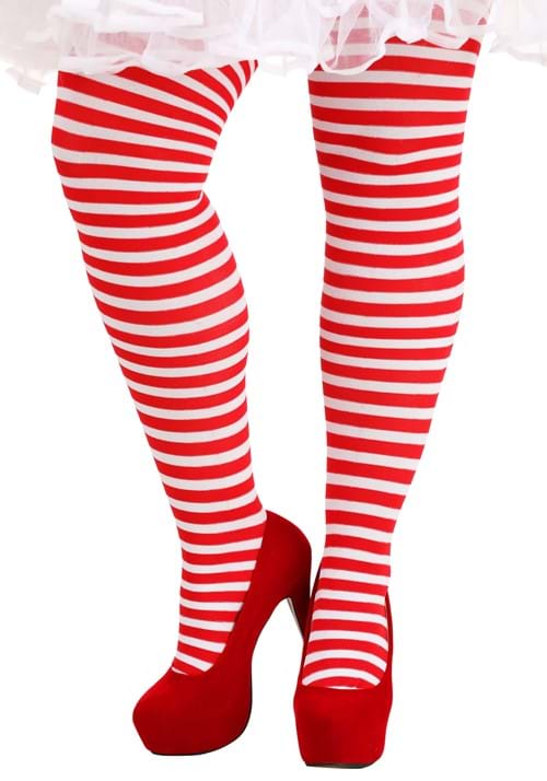 Plus Size Womens Candy Stripe Costume Tights