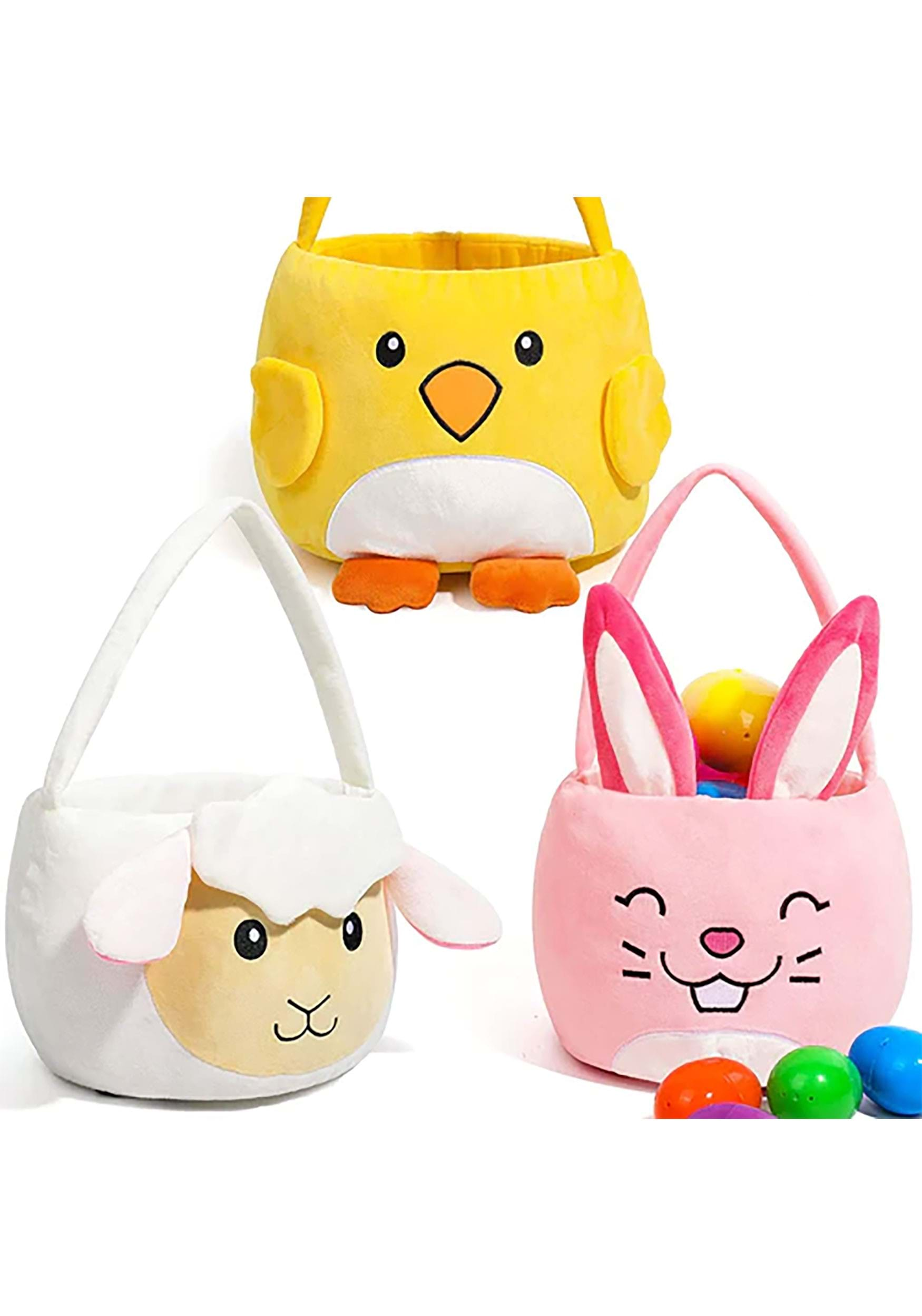 3 Pack Chicken, Bunny And Sheep Basket Set , Easter Baskets