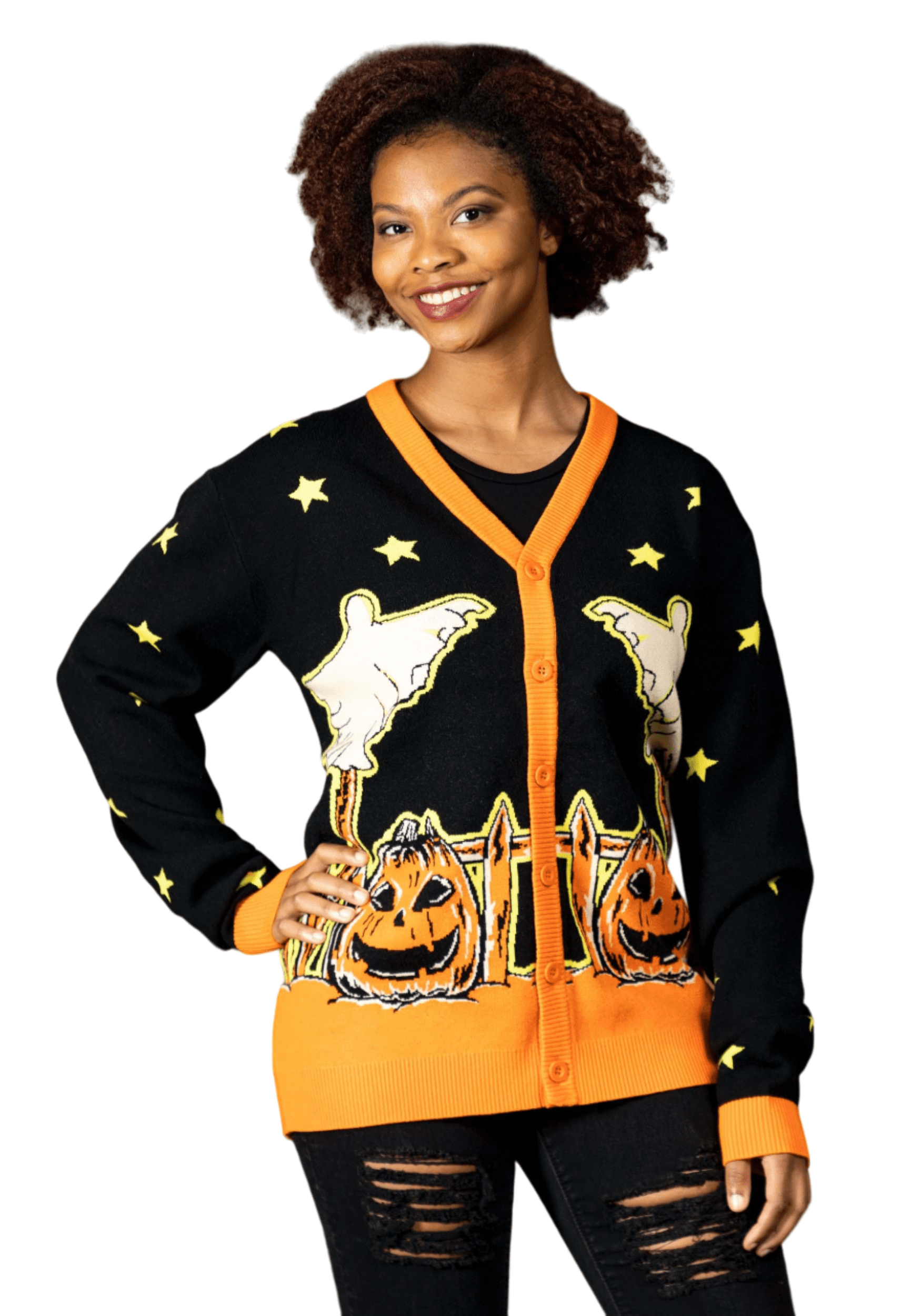 Adult Trick 'R Treat Cakeworthy Cardigan , Adult Halloween Sweaters