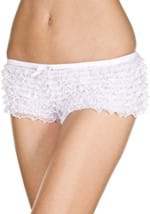 White Micro Lace Ruffle Tanga Shorts for Women
