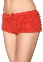 Red Micro Lace Ruffle Tanga Women's Shorts