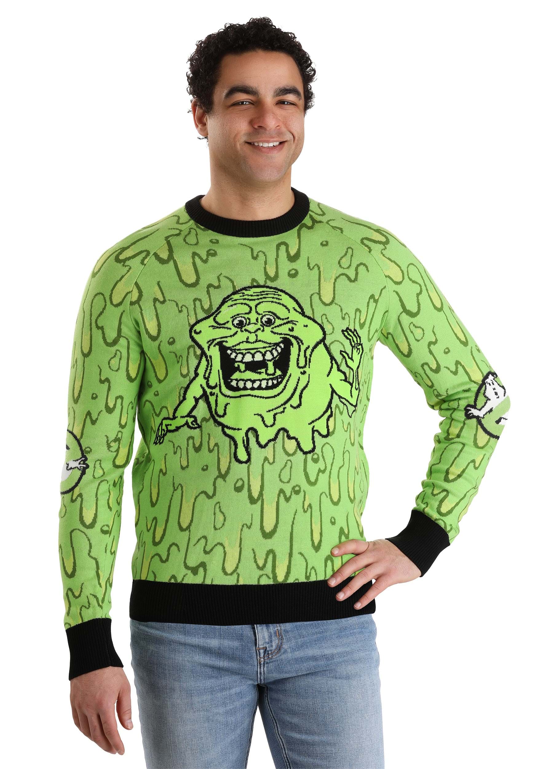 Ghostbusters Slimy Salutations Slimer Adult Sweater | Ghostbusters Apparel